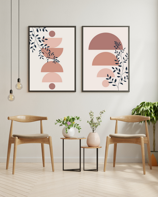 Boho Minimalist Abstract Wall Art Set of 2 – Printable Digital Download