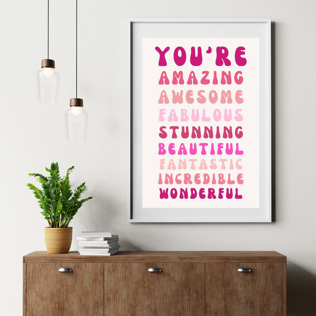 Minimalist Pink Wall Art Set – Inspirational Quote Posters | Positive Vibes Home Decor