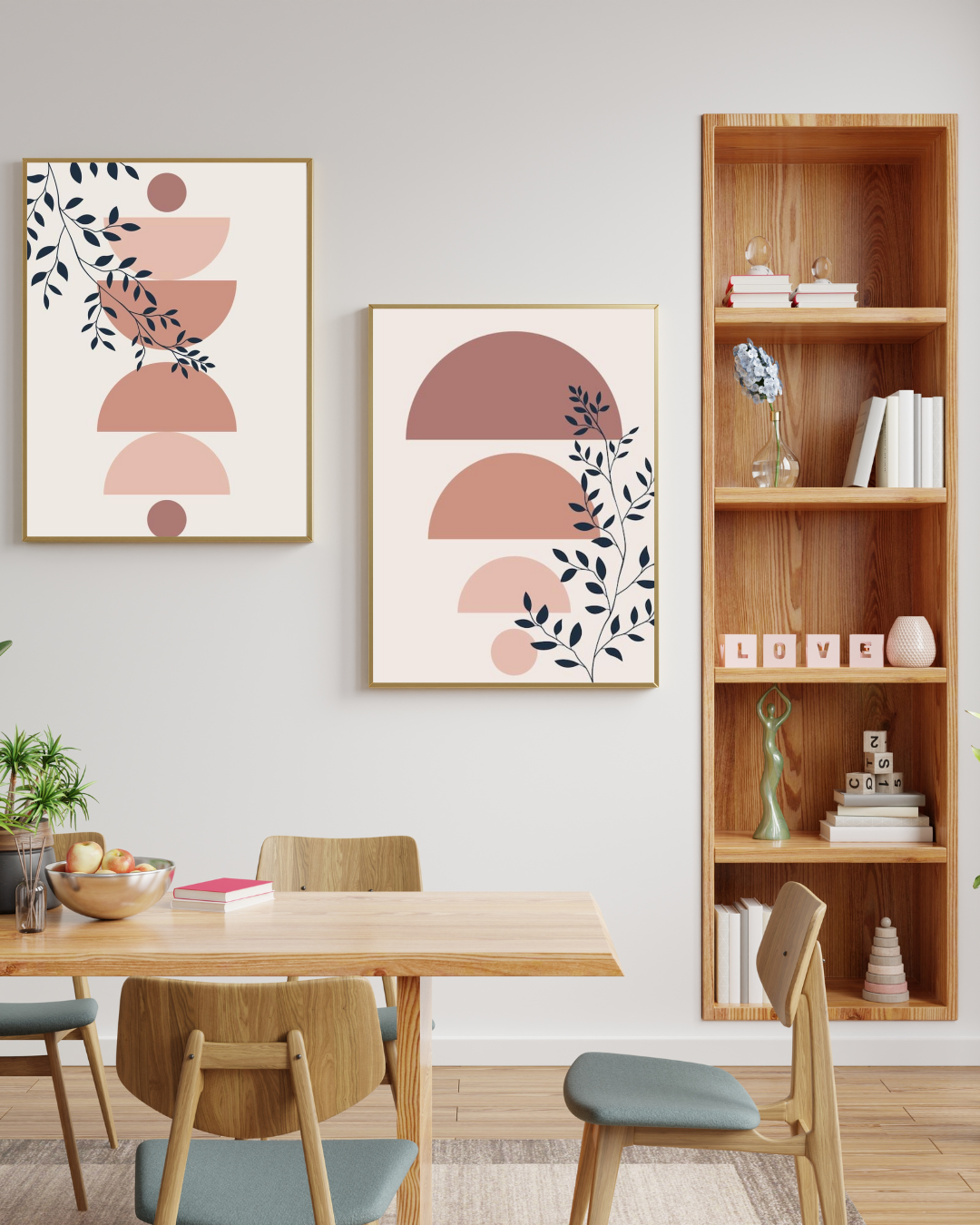 Boho Minimalist Abstract Wall Art Set of 2 – Printable Digital Download