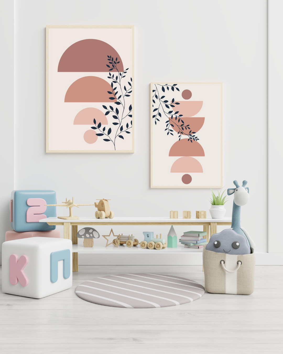 Boho Minimalist Abstract Wall Art Set of 2 – Printable Digital Download