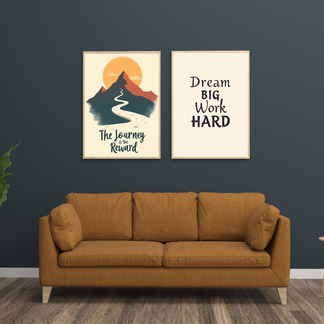 Motivational Wall Art Set – Dream Big & The Journey is the Reward