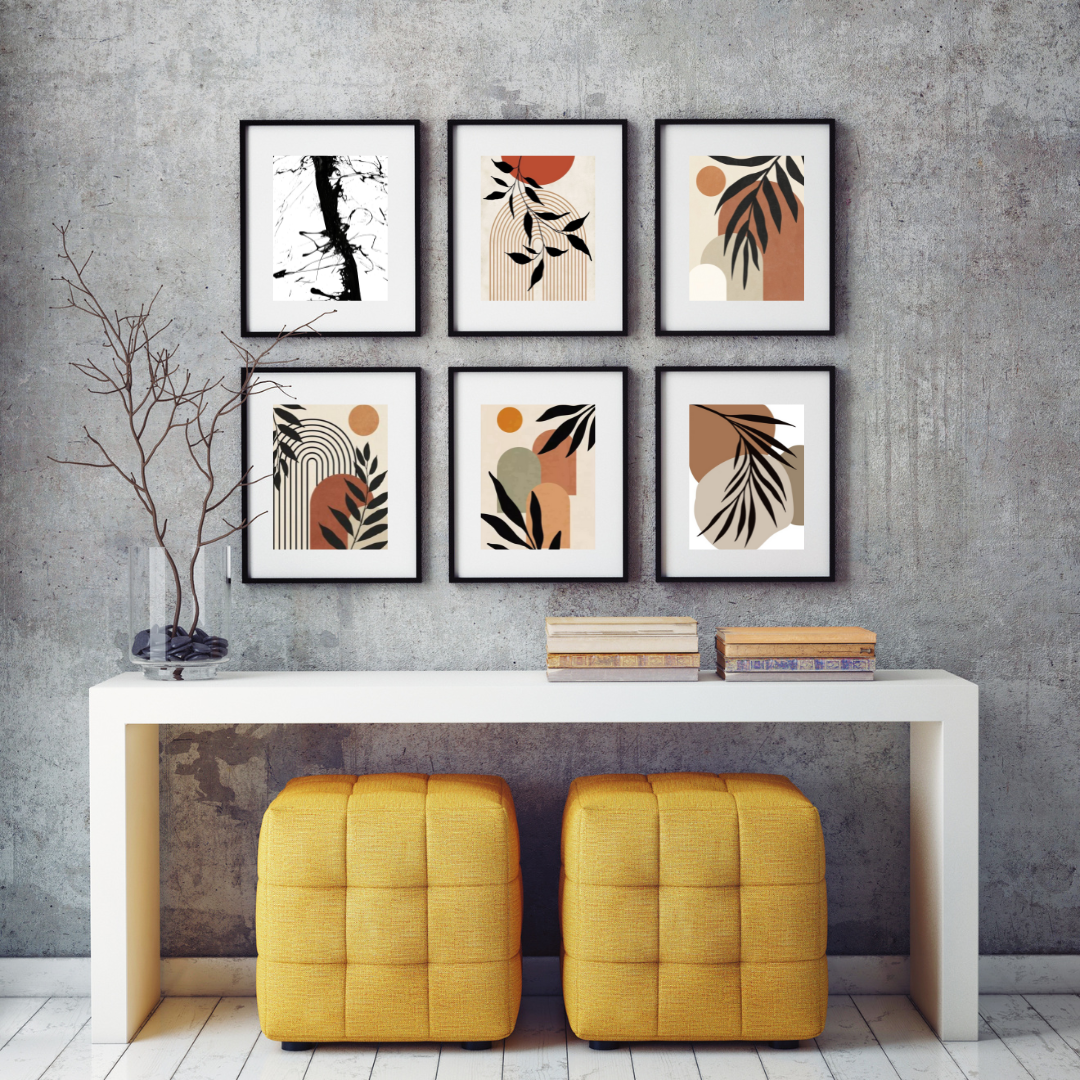 Boho Abstract Botanical Wall Art Set of 5 – Digital Prints