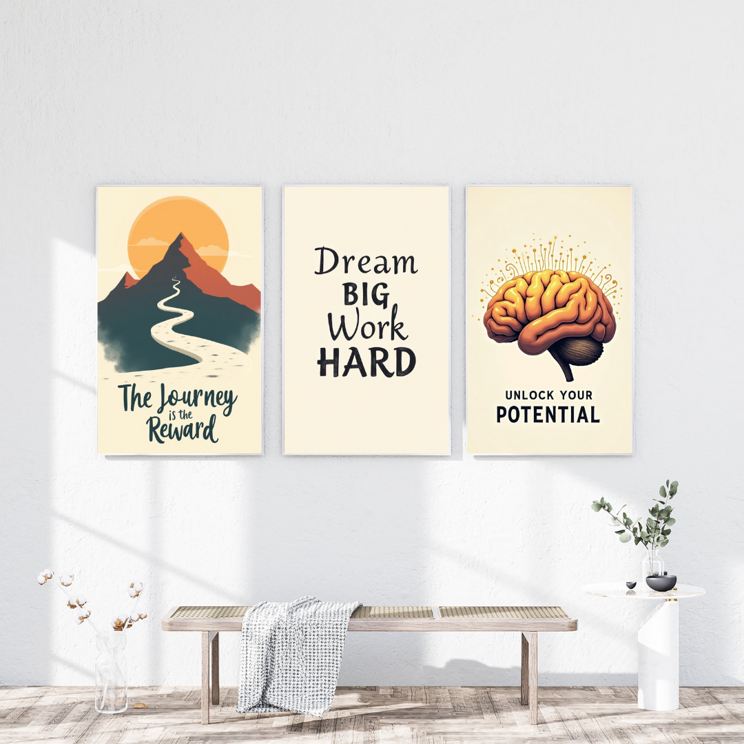 Motivational Wall Art Set – Dream Big & The Journey is the Reward