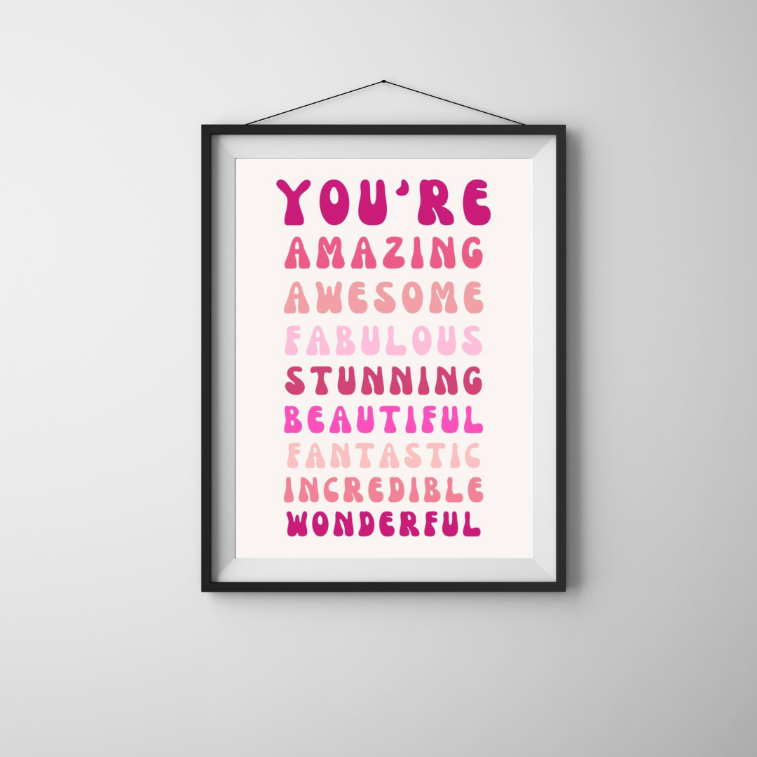 Minimalist Pink Wall Art Set – Inspirational Quote Posters | Positive Vibes Home Decor